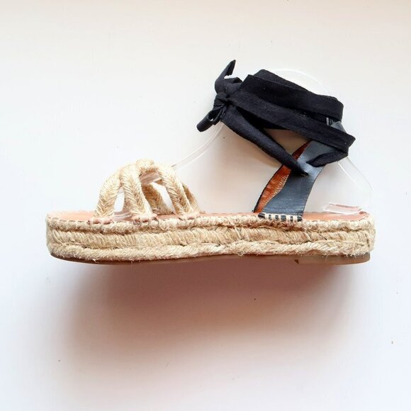 Madewell The Gwen Flat Platform Espadrille Ankle Tie Lace Up Jute Sandals 7.5 - Picture 9 of 16